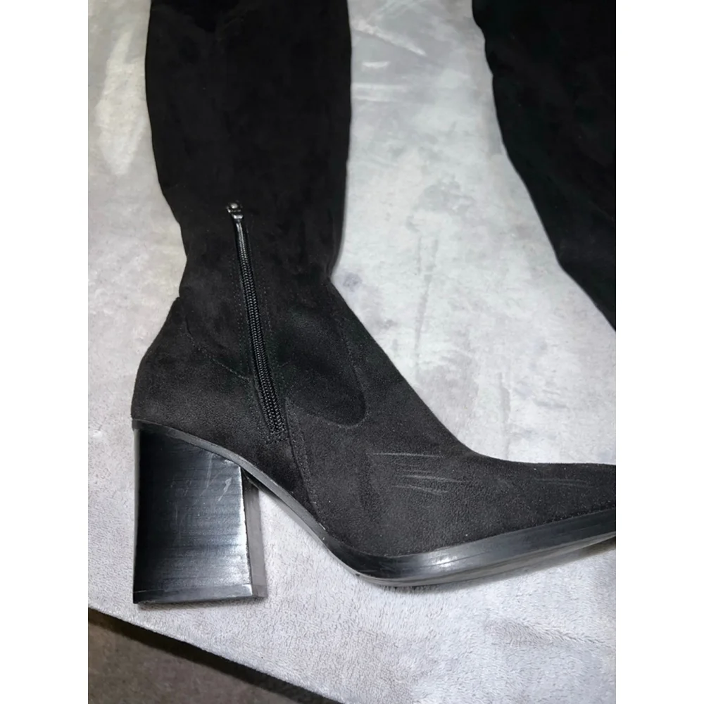 Women's Marc Fisher Black Faux Suede Over the Knee Boots Size 8